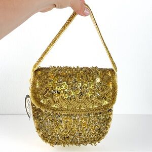 Mid-century La Regale bag gold beaded sequin small vintage purse prom evening